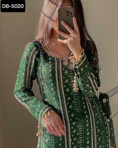 Style pakistanais indien pur Faux Georgette broderie séquence conception travail Salwar Kameez mariage fonction costume - Product Image 6