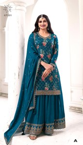 Nuevo diseñador estilo indio bordado pesado trabajo Lehenga Gharara Sharara trajes de césped paquistaní para damas ropa de fiesta Wit precio bajo - Product Image 5