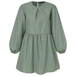 OEM personnalisé modeste hauts pour les femmes de haute qualité décontracté à manches longues bouton musulman chemisiers avec col rond plissé conception de couleur unie - Product Image 4