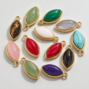 18k Gold Plated Marquise Turquoise Gemstone <b>Charm</b> <b>Pendant</b>-Christian Bohemian Style 925 Sterling Silver Necklace Jewelry - Product Image 2