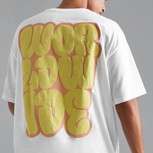 T-shirt impression bouffante 3D t-shirts uni en coton logo bouffé surdimensionné 250 Gsm Boxy T-shirt pour hommes T-shirt lavé à l'acide avec logo - Product Image 2