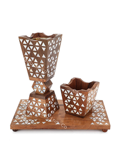 Quemador de incienso de madera Natural con incrustaciones de perlas madre regalo de Ramadán para Mubkhar/Bakhoor/Madkhan quema de incienso artesanías naturales - Product Image 3