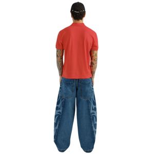 Jean High Roller Noir Jais 21 Pouces Bas Maori Inspiré Tribal Graphics Durable Anneau Filé Denim avec Détails de Rivet Doré - Product Image 2