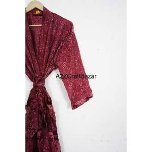 Kimono de Seda 100% Hecho a Mano, Suave, Estilo Boho para Mujer, Bata Larga con Mangas Largas, Logotipo Estampado en la Parte Delantera, para Festivales y Playa - Product Image 3