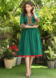 2024 tejido bordado manga tres cuartos verano algodón moda fiesta desgaste corto Maxi para mujer - Product Image 3