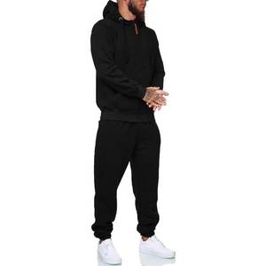 Sweat à capuche + pantalon de jogging de couleur unie d'automne et d'hiver pour hommes ensemble deux pièces à la mode vêtements de sport décontractés pour l'extérieur survêtement pour hommes - Product Image 1