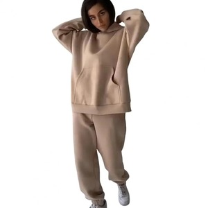 Ensemble deux pièces d'hiver pour femmes Survêtement surdimensionné 2021 Automne Pantalon Costumes Femme Sweatshirt Solide Sports Hoodie Sportswear - Product Image 6