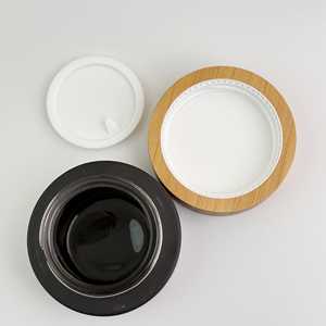 Pots en verre noir mat avec couvercles en bambou, pots cosmétiques rechargeables pour soins de la peau, crème pour le visage et <span class=keywords><strong>baume</strong></span> à lèvres - Product Image 3