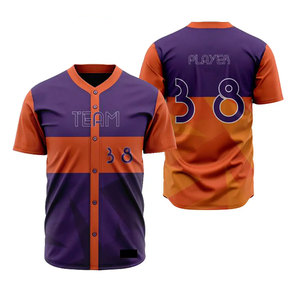 Ensemble de maillots de baseball unisexes personnalisés, respirants, grandes tailles, avec blocs de couleur orange, impression par sublimation, séchage rapide, manches courtes, pour tous - Product Image 3