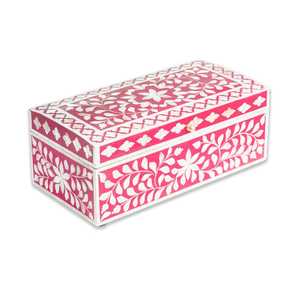 Boîte de rangement rectangulaire en bois fabriquée à la main avec incrustation d'os de qualité supérieure et vadrouille idéale pour bagues, colliers, bracelets et cadeaux spéciaux - Product Image 2