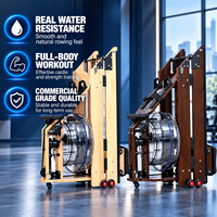 Rameur de fitness pliable en bois massif BN Hyrox pour entraînement de compétition, cardio complet, résistance à l'eau, moniteur LCD