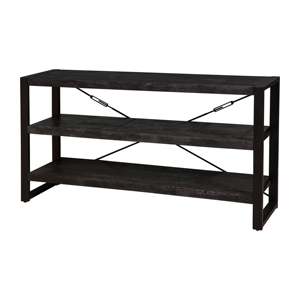 Mangohouten Britt Low Bookcase 150 cm Negro Industrial-Hierro de roble contemporáneo para el hogar Oficina Sala de estar Dormitorio Comedor - Product Image 1