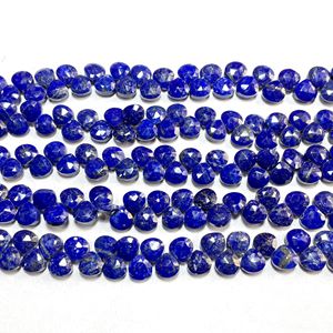 Lapiz Lazuli perles de briolette en forme de coeur à facettes, perles de pierres précieuses calibrées 7MM, fournitures de perles en gros - Product Image 4