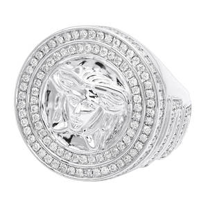 S925 Sterling <b>Silver</b> Hip Hop Jewelry Medusa Round Cut Moissanite Diamond Party Wear <b>Ring</b> <b>for</b> <b>Men</b> - Product Image 3