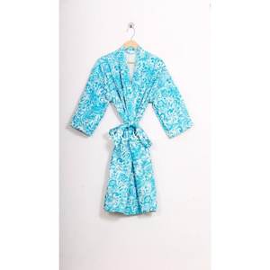 Kimono de Verano para Mujer, Hecho a Mano en India, Acolchado con Diseño Floral, 100% Algodón, de Secado Rápido, para Dormir - Product Image 6