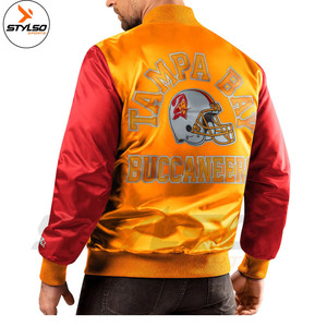 Nom et numéro de l'équipe de conception personnalisée blouson aviateur de démarrage blousons aviateur en satin brodé prix de gros - Product Image 4