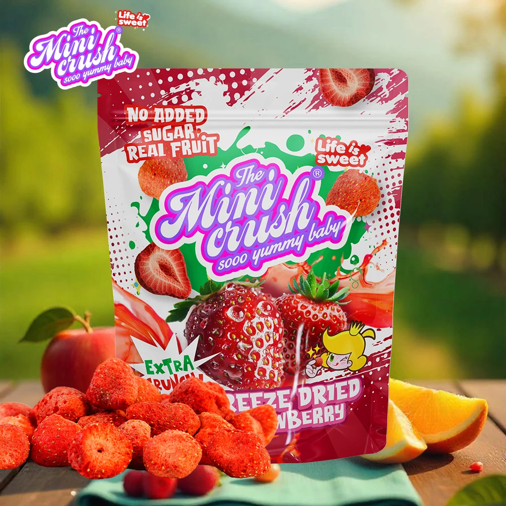 Natural Dried Strawberries Puffed Candy Snack in Bulk Fruity Flavor Freeze-Dried Fruit Fruit Sweet Sliced Confectionery in Bags