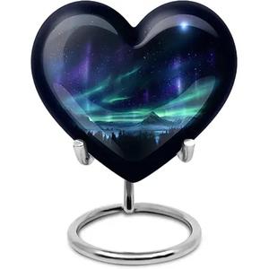 Urna de cremación de corazón de latón de alta calidad con urnas funerarias de metal con acabado de metal de soporte de exportador y fabricante indio - Product Image 3