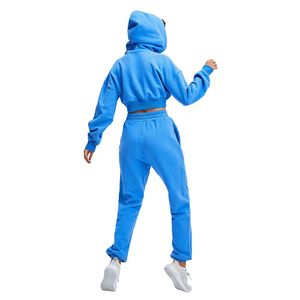 ชุดวอร์มสีน้ำเงินสำหรับผู้หญิง,ชุดวอร์มฟิตเนสลำลองดีไซน์เปล่า - Product Image 5