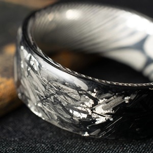 Stylish Modern Mystic Wedding Band <b>Ring</b> <b>Titanium</b> Damascus Steel Blade Lapis Lazuli Inlay Manual Power Perfect Engagement Gift - Product Image 4