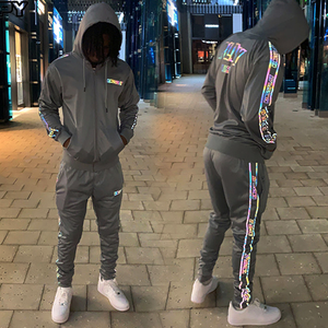 Chándales de invierno de alta calidad Unisex para entrenamiento y entrenamiento Chándal de poliéster 100% personalizable con tiras laterales al por mayor - Product Image 4