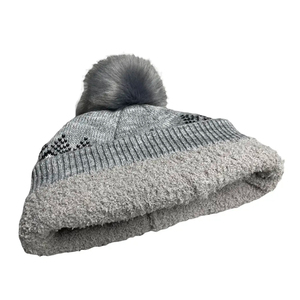 Gorro de punto de invierno de alta calidad, forro polar de algodón de punto grueso con elegante pompón cálido para trajes de clima frío, venta al por mayor - Product Image 6