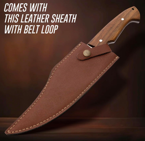 Venta al por mayor personalizado OEM ODM PRESTIGE BLADES hecho a mano 1095 acero al carbono cuchillo de caza mango de madera Rosa Funda de cuero - Product Image 5