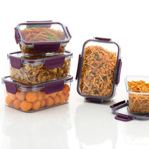 Recipientes Herméticos para Refrigerador con Tapas Clásicas de PET, Organizador Multiusos para Cocina, Legumbres, Cereales, Especias y Más, Color Negro - Juego de 3, 30 ml y 900 ml - Product Image 1
