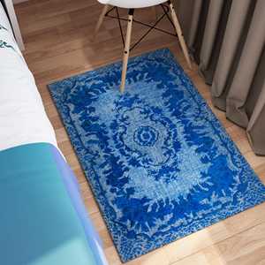 Alfombra Estampada de Estilo Persa Étnico, Alfombra Azul con Medallones, Decoración para Sala de Estar, Alfombra Suave No Tejida - Product Image 5