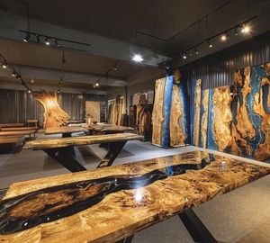 ENSEMBLE DE TABLE À MANGER EN BOIS MASSIF EN RÉSINE ÉPOXY PERSONNALISÉE AVEC CHAISES STYLE EXOTIQUE FABRIQUÉ AU VIETNAM USINE WHATSAPP + 84 - Product Image 3