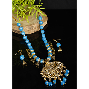 Perles de bijoux de mariage en alliage oxydé bleu ciel, design Laxmi - Product Image 1