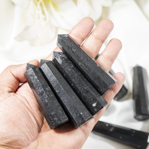 Obélisques, baguettes et crayons en tourmaline noire naturelle polie, sculptés, pour la guérison et le Feng Shui, cadeau d'affaires - Product Image 2