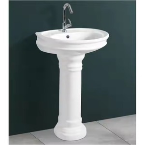 Lavabo rectangulaire en céramique blanche en gros d'usine avec conception autoportante de piédestal pour l'hôpital d'hôtel bas prix en Inde - Product Image 2