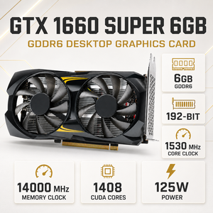 Nueva Tarjeta Gráfica GTX 1660 <span class=keywords><strong>SUPER</strong></span> de 6GB GDDR6 PCI Express de 192 Bits con Doble Ventilador para Juegos en 4K para PC de Escritorio - Product Image 5