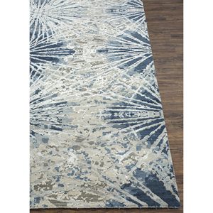 Tapis en laine et soie de bambou noué à la main Kavi Blue, collection Chaos Theory, motif abstrait pour la maison, le salon, le couloir, 10 mm, rectangulaire - Product Image 4