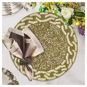 Entrega rápida Mantel individual con cuentas más Popular Mantel individual de mesa redonda de calidad Superior Mantel individual con cuentas bordadas - Product Image 4