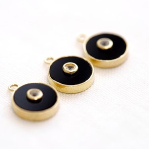 En vrac Noir Onyx Lisse Forme Ronde Sculpté Pierre Précieuse Pendentif pour Collier Argent Sterling 925 Plaqué Or Charmes Pendentif Bijoux - Product Image 5