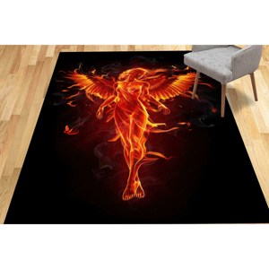 Tapis Phoenix Woman : Ailes d'ange ardentes, tapis imprimé d'art abstrait, tapis en chenille - Product Image 2