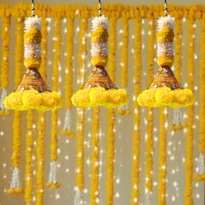 Guirlandes de fleurs artificielles indiennes traditionnelles Gota Kone glands décor de mariage taille personnalisable célébrations de pré-mariage - Product Image 1