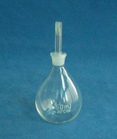 Bouteille à gravité spécifique radiale en verre borosilicaté à fond plat avec bouchon perforé, instrument de laboratoire, OEM, 10ml/25ml/50ml