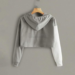 Último estilo mujeres Crop Top sudaderas con capucha precio al por mayor personalizado transpirable mujeres Crop Top sudaderas con capucha - Product Image 3