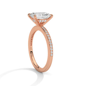 Anillo de compromiso de diamante cultivado en laboratorio incoloro radiante VVS claridad banda de boda de oro rosa Ajuste de oro de 18 quilates fiestas de boda románticas - Product Image 3