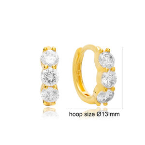 ต่างหูห่วงเพทายใสหินโอชะเครื่องประดับเงินแฮนด์เมดตุรกี 925 - Product Image 2