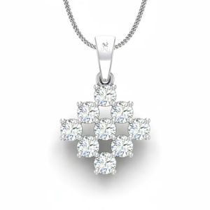 Pendentif carré en diamant brillant de luxe en or blanc 18 carats avec de véritables diamants naturels, bijoux fins élégants et modernes pour femmes, cadeau - Product Image 1
