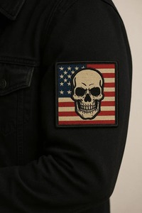 Chất lượng cao skuull USA cờ VÁ-sắt trên/may trên Huy hiệu thêu chiến thuật, <span class=keywords><strong>biker</strong></span>, áo khoác, mũ, vá tinh thần yêu nước - Product Image 2
