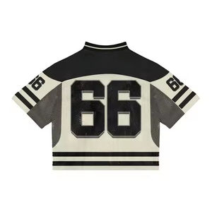 Nuevo diseño Boxy Fit de malla de punto con cuello en V Crop Boxy Mesh Football Jersey Hombres Fabricante personalizado American Boxy Fit Jersey - Product Image 6