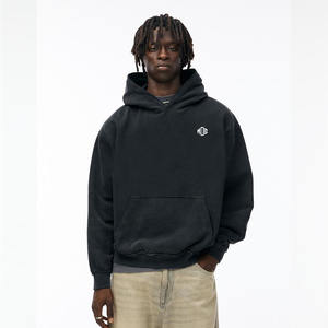 OEM Sweat à capuche vintage avec ourlet vieilli personnalisé lavé à l'acide sweat à capuche thermique épais 400-600GSM épaules tombantes Logo personnalisé lavé sweats à capuche - Product Image 1