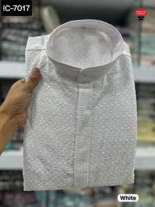 Le plus beau prêt à porter indien et pakistanais pour hommes rayonne lourde Kurta Chikankari travail pour mariage et festival porter - Product Image 5