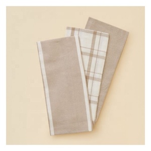 Beige Stiped Digital Printed Linen 100% Organic Cotton GOTS Certified Moisture Wicking Household <b>Kitchen</b> Gadgets Wash Clothes - Product Image 4