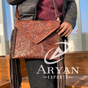 Hand Tooled Real Cowhide Leather <b>Handbag</b> Leather Bag Carving Bohemian Bags Sling Hot Selling Bags for Women - Product Image 1